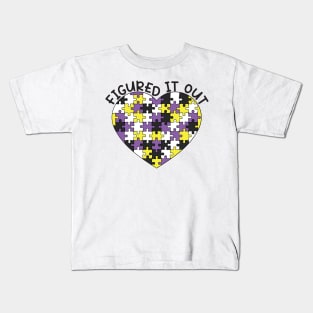 "Figured It Out" Non-Binary Pride - Puzzle Heart Kids T-Shirt